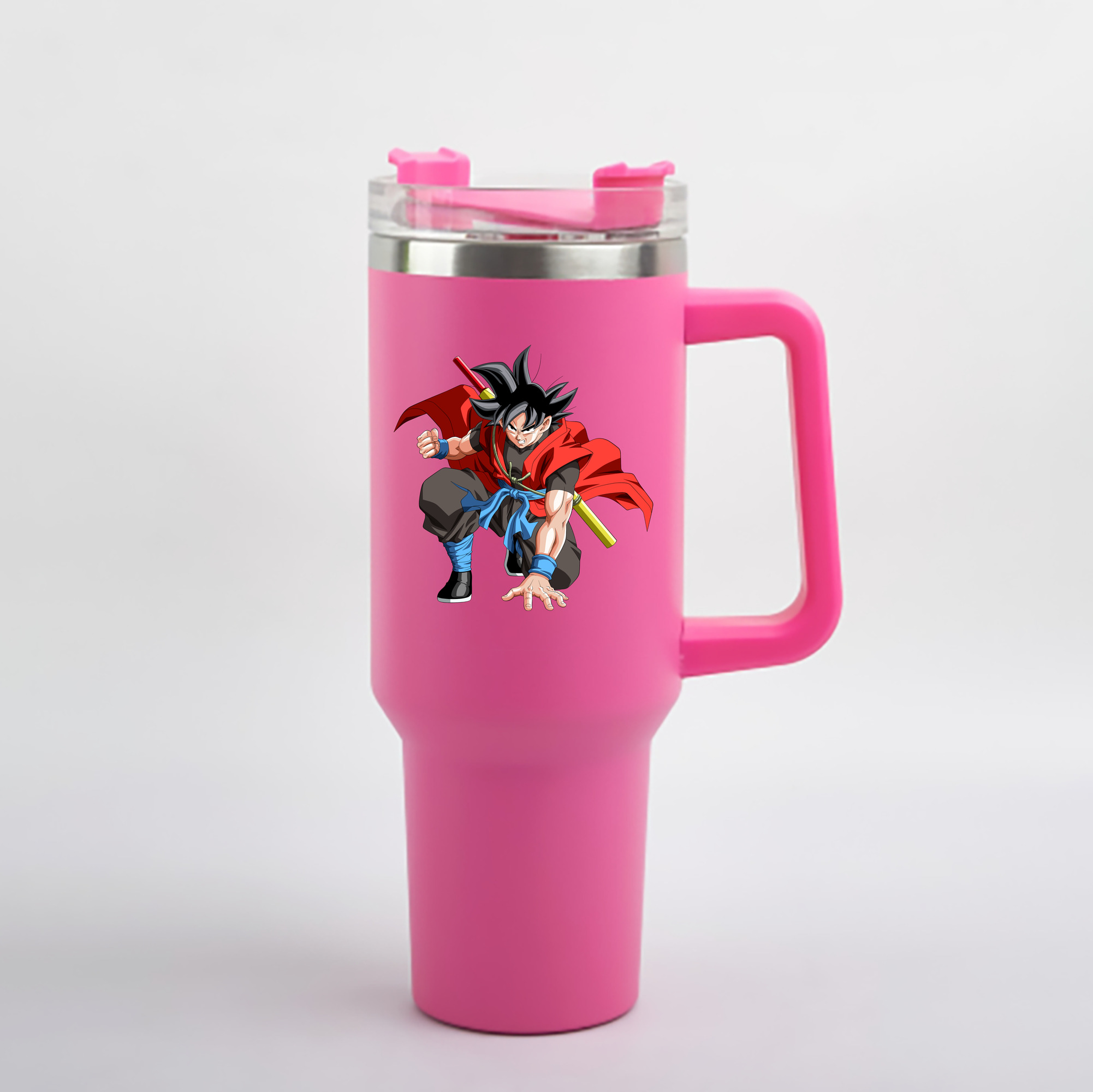 （画像用） ドラゴンボール 孫悟空（そん ごくう）Son Goku カカロット DRAGON BALL Kakarotto 1200mL車用タンブラー - クリスタルステッカー（プラスチックストロー付き）